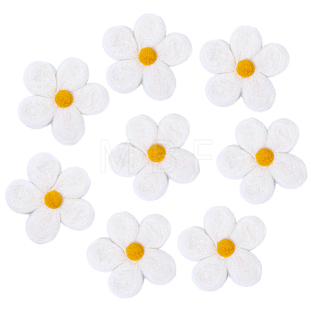 8Pcs Daisy Flower Wool Felt Fabric Costume Accessories AJEW-PH0008-82A-1