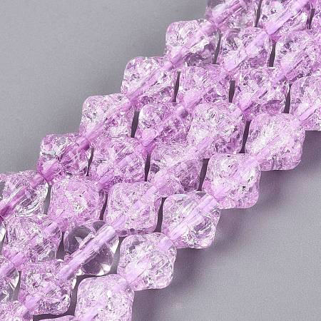 Transparent Crackle Glass Beads Strands GLAA-Q115-04A-08-1
