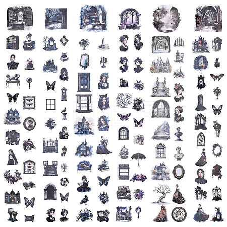 6 Sets 6 Styles Retro Paper Self-Adhesive Stickers DIY-WR0005-67-1