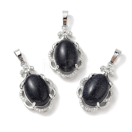 Synthetic Blue Goldstone Oval Pendants G-NH0025-15P-04-1