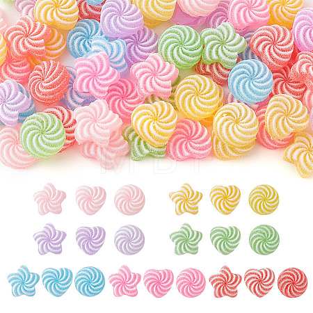 75Pcs 3 Styles Rainbow Color Resin Imitation Candy Cabochons RESI-GO0001-04-1
