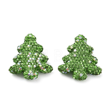 Christmas Tree Polymer Clay Rhinestone Beads CLAY-NH0001-14F-1