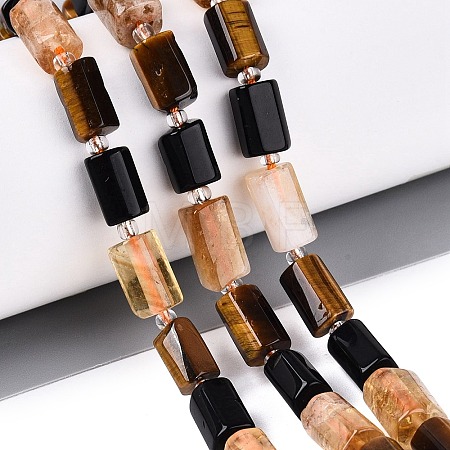 Natural Mixed Obsidian & Citrine & Tiger Eye Strands G-Q614-01A-05-1