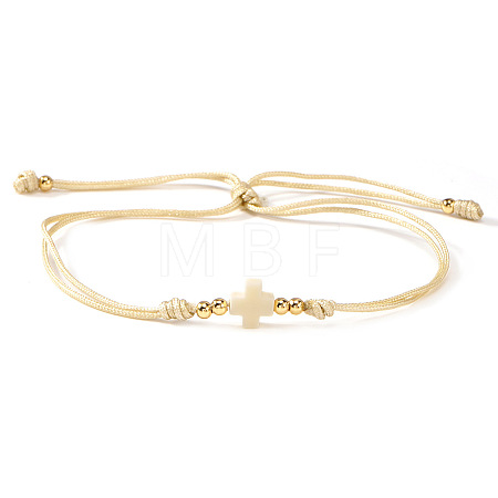Adjustable Brass & Acrylic Beads Slider Bracelets NV0249-6-1