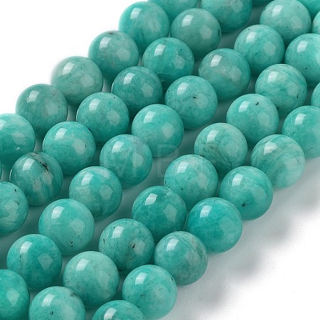 Natural Gemstone Amazonite Round Beads Strands G-O017-8mm-08C-1