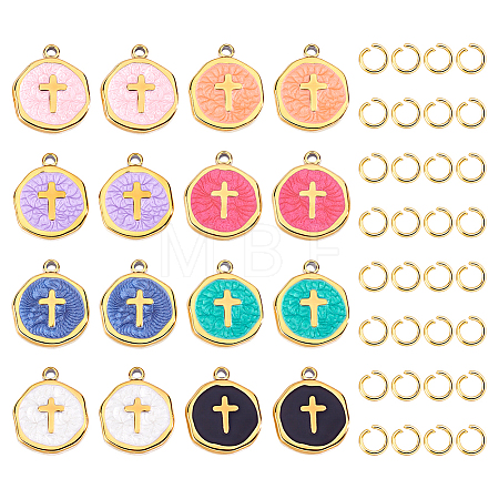 16Pcs 304 Stainless Steel Enamel Pendants STAS-BC0004-29G-02-1