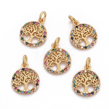 Brass Micro Pave Cubic Zirconia Charms X-ZIRC-L070-45G-1