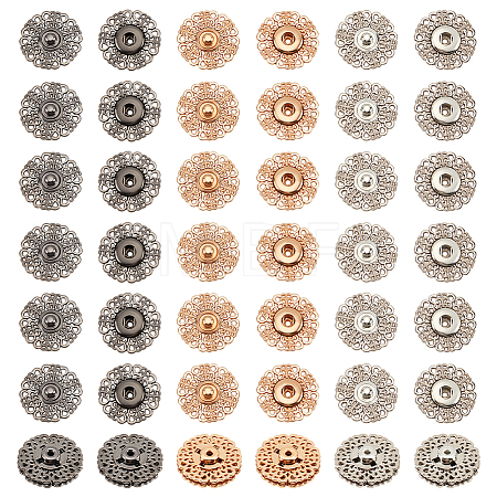 24Pcs 3 Colors Alloy & Brass Snap Buttons FIND-NB0003-69-1