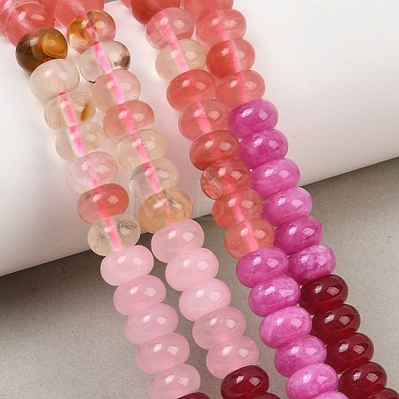 Cherry Quartz Glass and Natural White Jade Beads Strands G-NH0006-A16-01-1