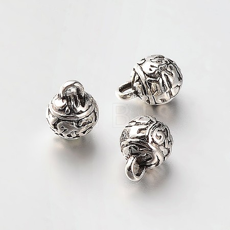 Carved Tibetan Style Alloy Round Charms PALLOY-N0115-08AS-1