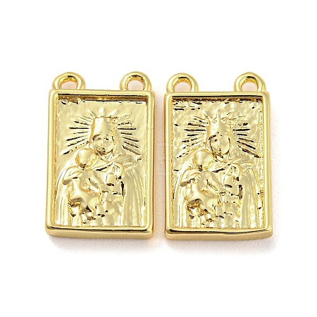 Rack Plating Brass Rectangle Charms with 2 Loops KK-Q804-28G-1