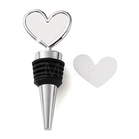 Alloy Heart Shaped Sublimation Blank Wine Bottle Stopper DIY-T077-04-1