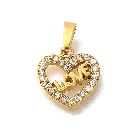 Ion Plating(IP) 304 Stainless Steel Micro Pave Cubic Zirconia Pendants STAS-H228-05G-01-1
