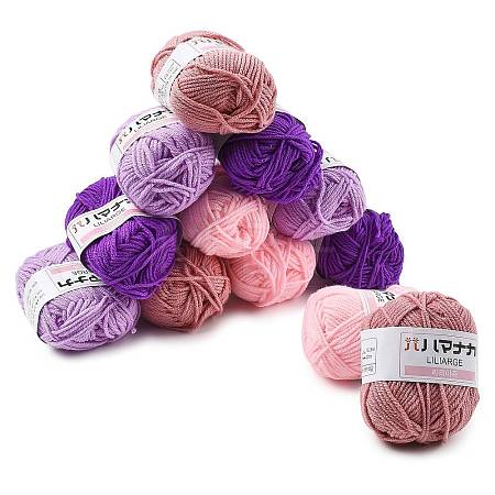 12 Skeins 4 Colors 4-Ply 60%Polyester 40%Acrylic Blended Yarn OCOR-FS0001-07E-1