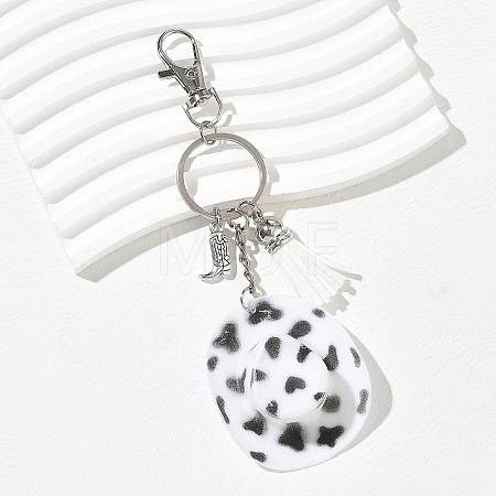 Plastic & Alloy & Faux Suede Tassel Pendant Keychains KEYC-YW00304-01-1