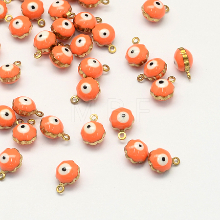 Golden Tone Brass Enamel Charms X-KK-Q571-05F-1