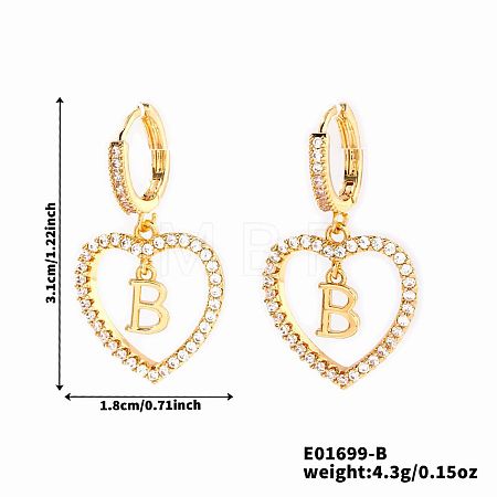 Brass Heart Hoop Earrings BR9605-2-1
