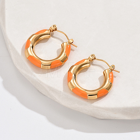 Real 18K Gold Plated 304 Stainless Steel Hoop Earrings LR9688-1-1