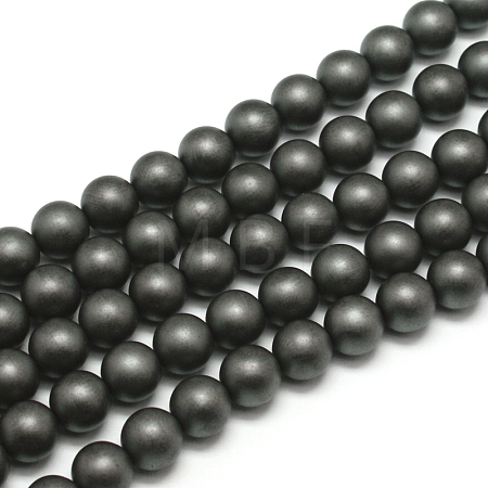 Frosted Non-magnetic Synthetic Hematite Round Bead Strands G-J344-6mm-1