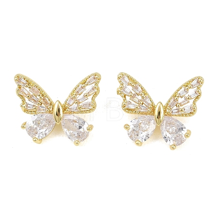 Brass Micro Pave Clear Cubic Zirconia Beads KK-D109-05B-G-1
