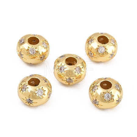 Brass Micro Pave Clear Cubic Zirconia Beads KK-Z162-14G-1