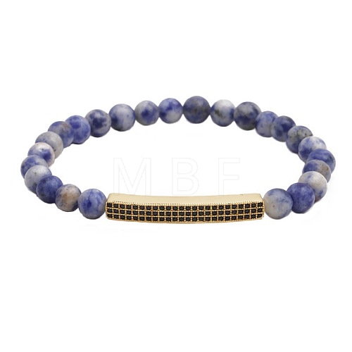 6MM Natural Blue Spot Jasper Beaded Bracelets PY2315-11-1