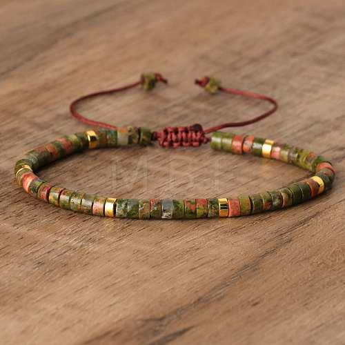 Natural Unakite Beaded Braided Bracelets QH4784-21-1