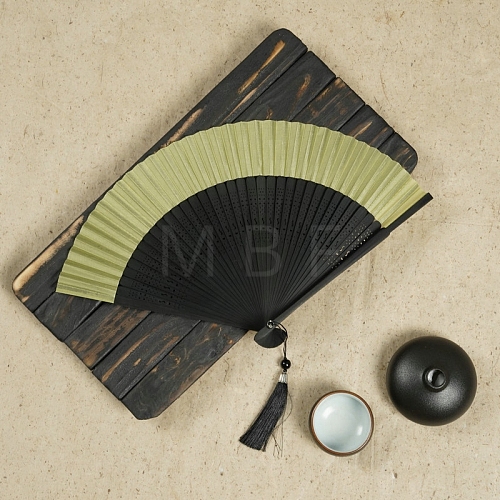 Chinese Style Wood Folding Fan with Tassel PW-WG4D112-05-1