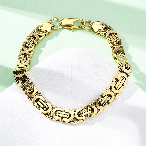 304 Stainless Steel Byzantine Chain Bracelets for Women Men BJEW-R018-22G-01-1