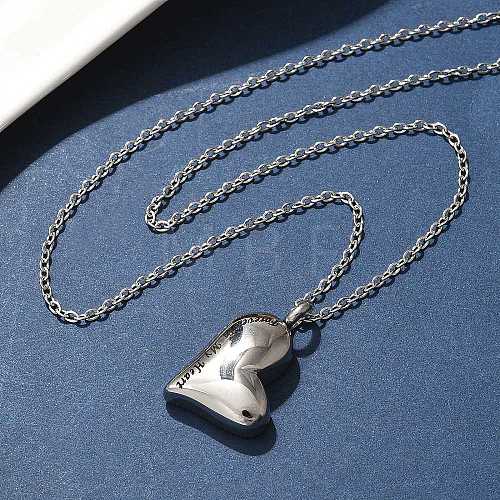 304 Stainless Steel Forever in My Heart Keepsake Ashes Memorial Pendant Necklaces NJEW-P326-04P-1