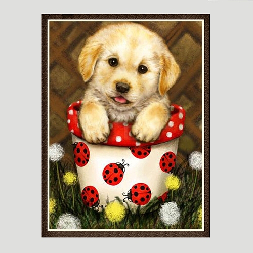 DIY Rectangle Dog Theme Diamond Painting Kits DIAM-PW0004-018-1