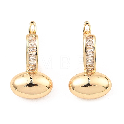Brass with Cubic Zirconia Hoop Earrings EJEW-G362-03KCG-1