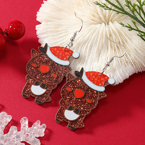 Cute Christmas Reindeer Acrylic Dangle Earrings WY1502-3-1