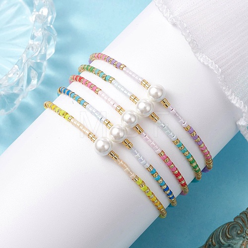 Glass Seed Beaded Bracelets for Women BJEW-MZ00134-1