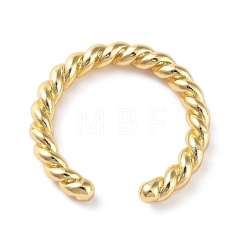 Rack Plating Brass Twist Rope Shape Open Cuff Rings for Women X-RJEW-Q777-01G-1