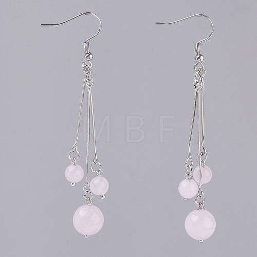 Natural Rose Quartz Dangle Earrings EJEW-JE02813-03-1