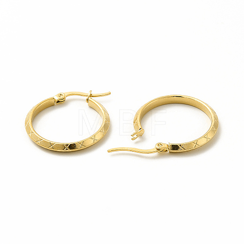 201 Stainless Steel Grooved Hoop Earrings with 304 Stainless Steel Pin for Women EJEW-M214-13B-G-1