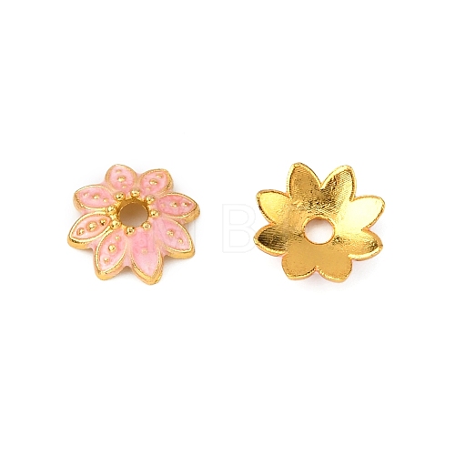 Multi-Petal Alloy Enamel Bead Caps ENAM-WH0063-03B-1