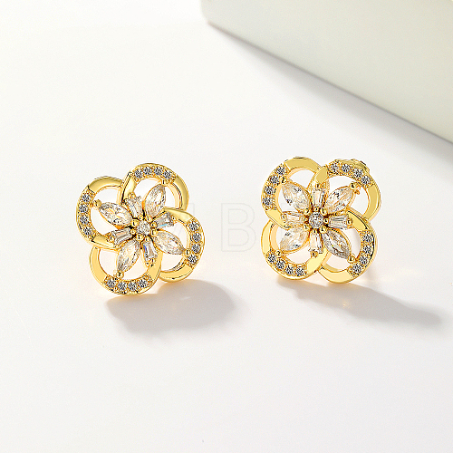 Gold Plated Fashion Casual Stud Earrings with Zirconia for Women BO5013-1