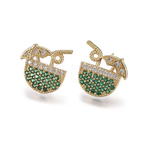 Brass Studs Earrings KK-I648-13G-1