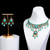 Ethnic Style Alloy Rhinestone & Synthesis Turquoise Earrings & Necklaces Sets for Women FS-WG42FFB-01-2