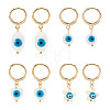 8 Pairs 4 Style Oval & Star & Heart & Flat Round Natural Shell Dangle Hoop Earrings EJEW-AR0001-03-1
