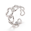 304 Stainless Steel Heart Wrap Open Cuff Ring for Women RJEW-A005-31P-2