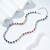 Brass Colorful Rhinestone Rainbow Heart Tennis Necklaces for Women WY6885-2-1