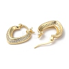Heart Brass Cubic Zirconia Hoop Earrings EJEW-K247-09G-2