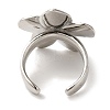 Flower Rack Plating Brass Cuff Rings for Women RJEW-G323-07P-3