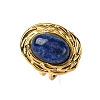 Oval Natural Lapis Lazuli Finger Rings RJEW-M063-01G-17-4