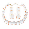 Alloy & Resin Square Link Chain Necklace & Stud Dangle Earrings FS-WG08E56-02-2