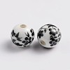 Floral Printed Porcelain Beads PORC-Q201-8mm-5-2