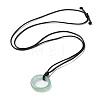 Natural Green Aventurine Ring Pendant Necklace with Waxed Cords NJEW-R262-01A-09-2